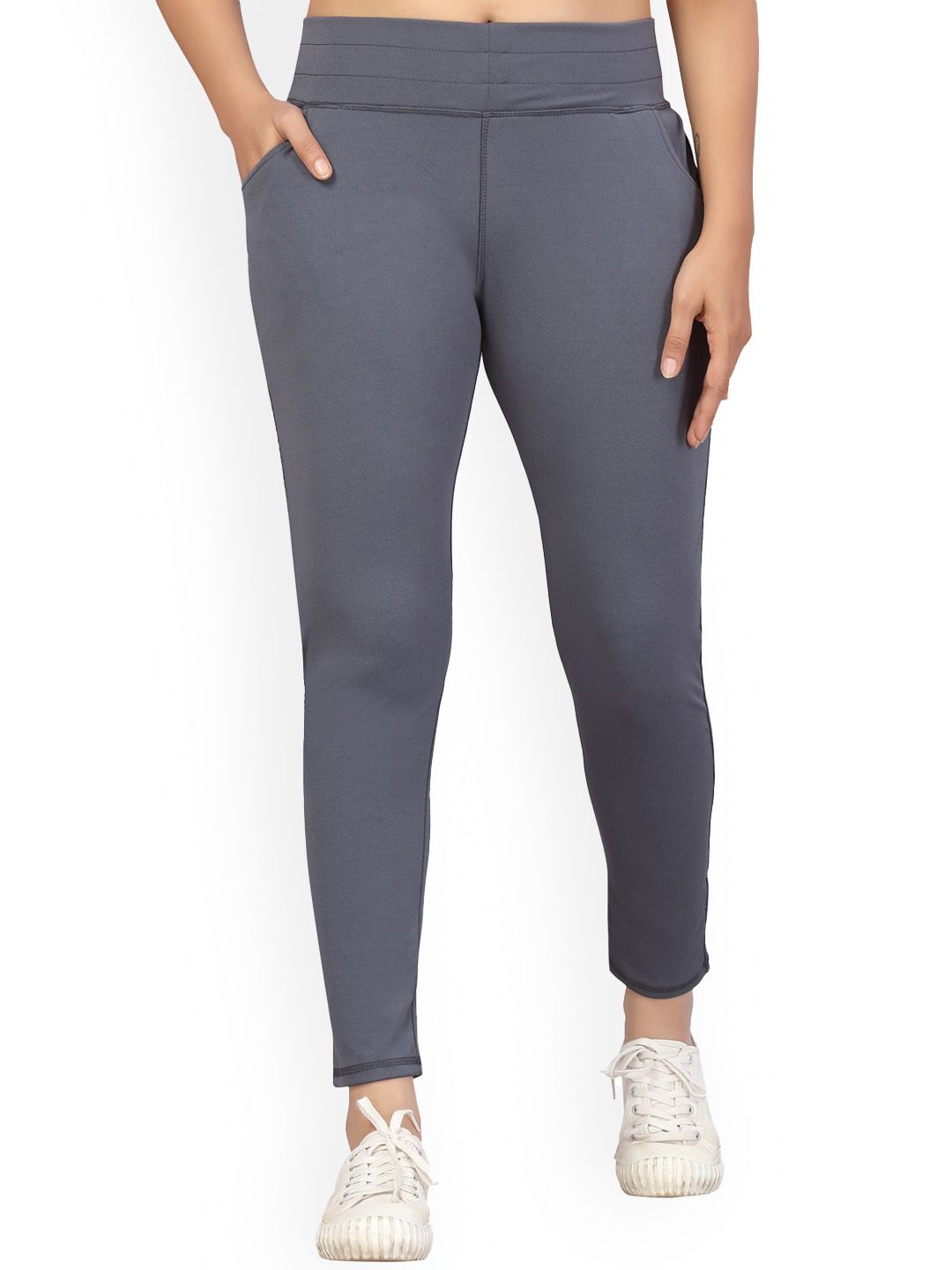 Aarika Women Grey Solid Rapid-Dry Training Tights Price in India