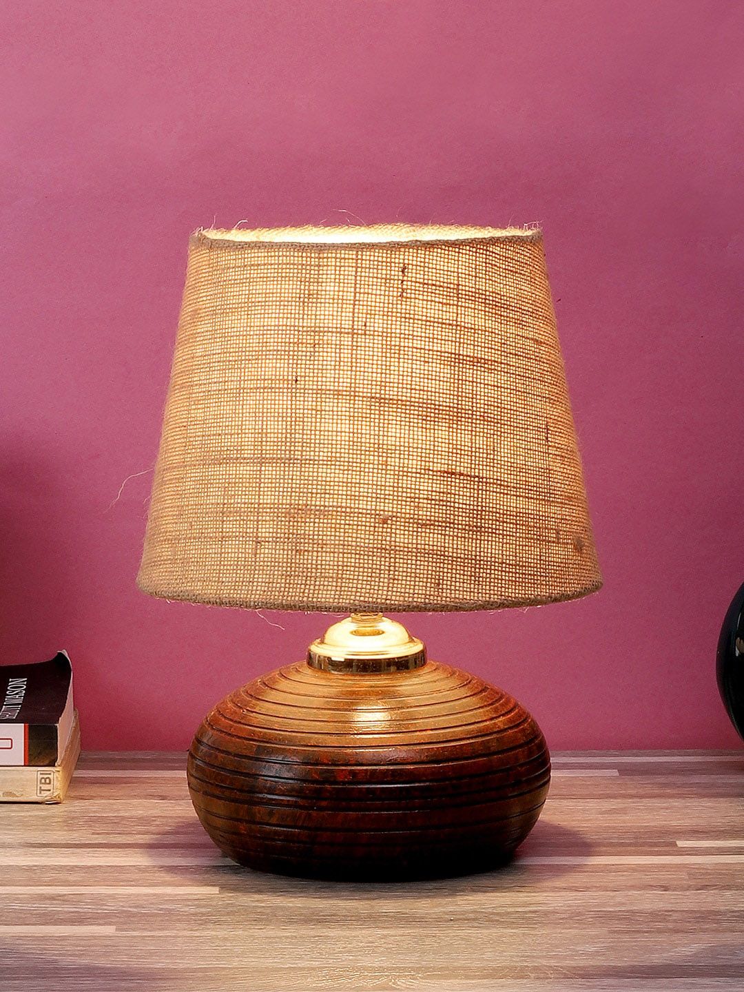 foziq Brown Textured Table Lamps Price in India