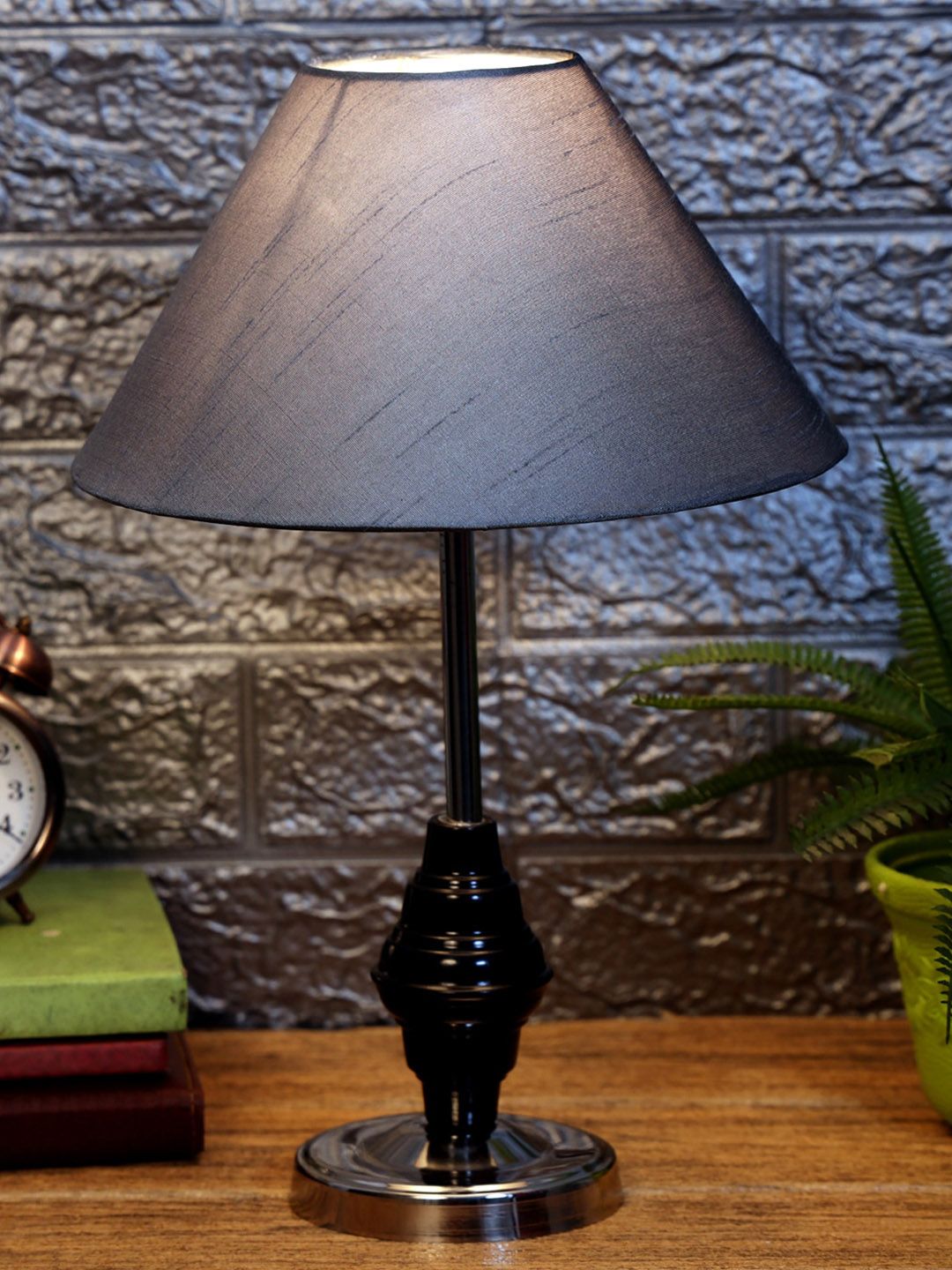 foziq Black Solid Table Lamps Price in India