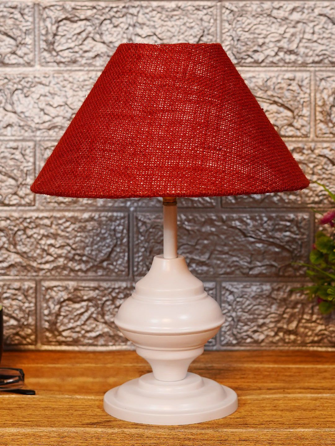 foziq White & Red Solid  Table Lamps Price in India