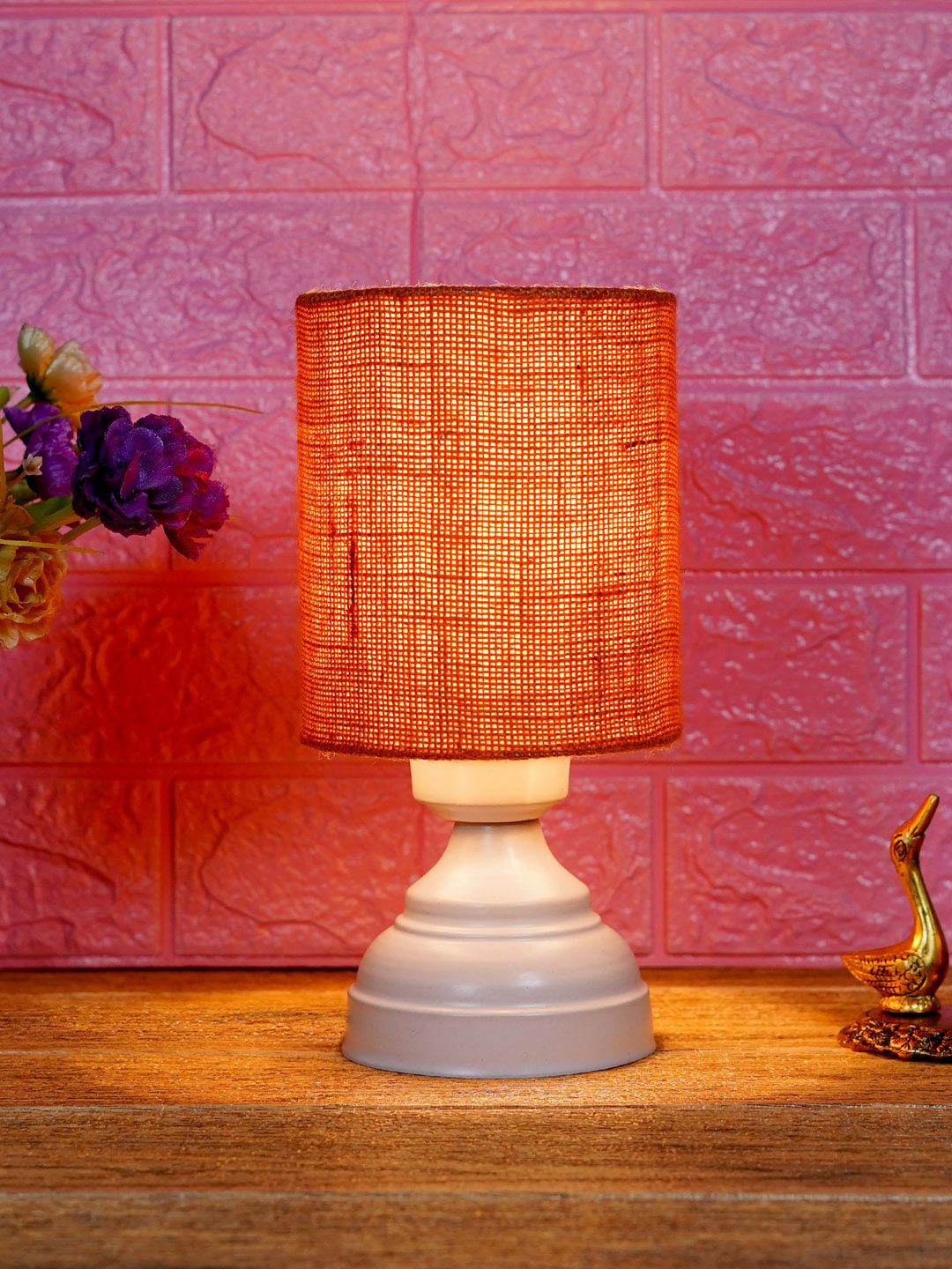 foziq White & Red Printed Table Lamps Price in India