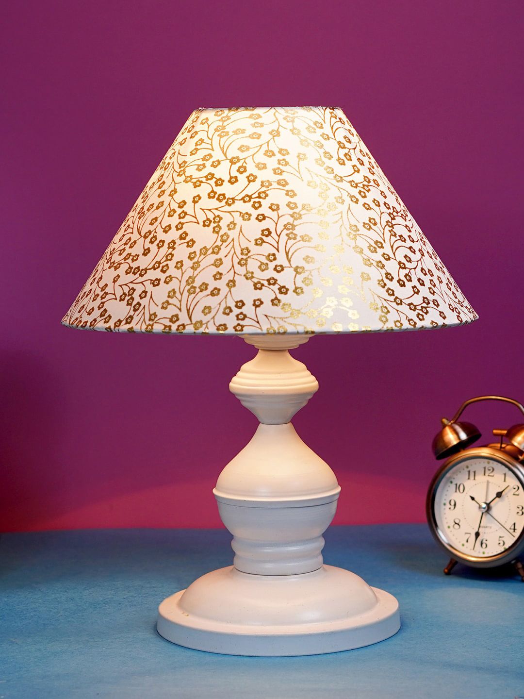 foziq White & Gold-Toned Metal Table Lamps Price in India