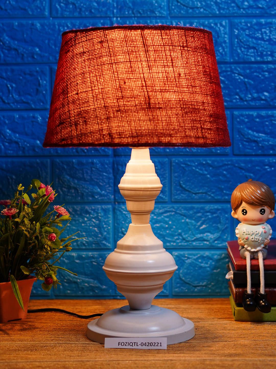 foziq White & Red Textured Table Lamps Price in India