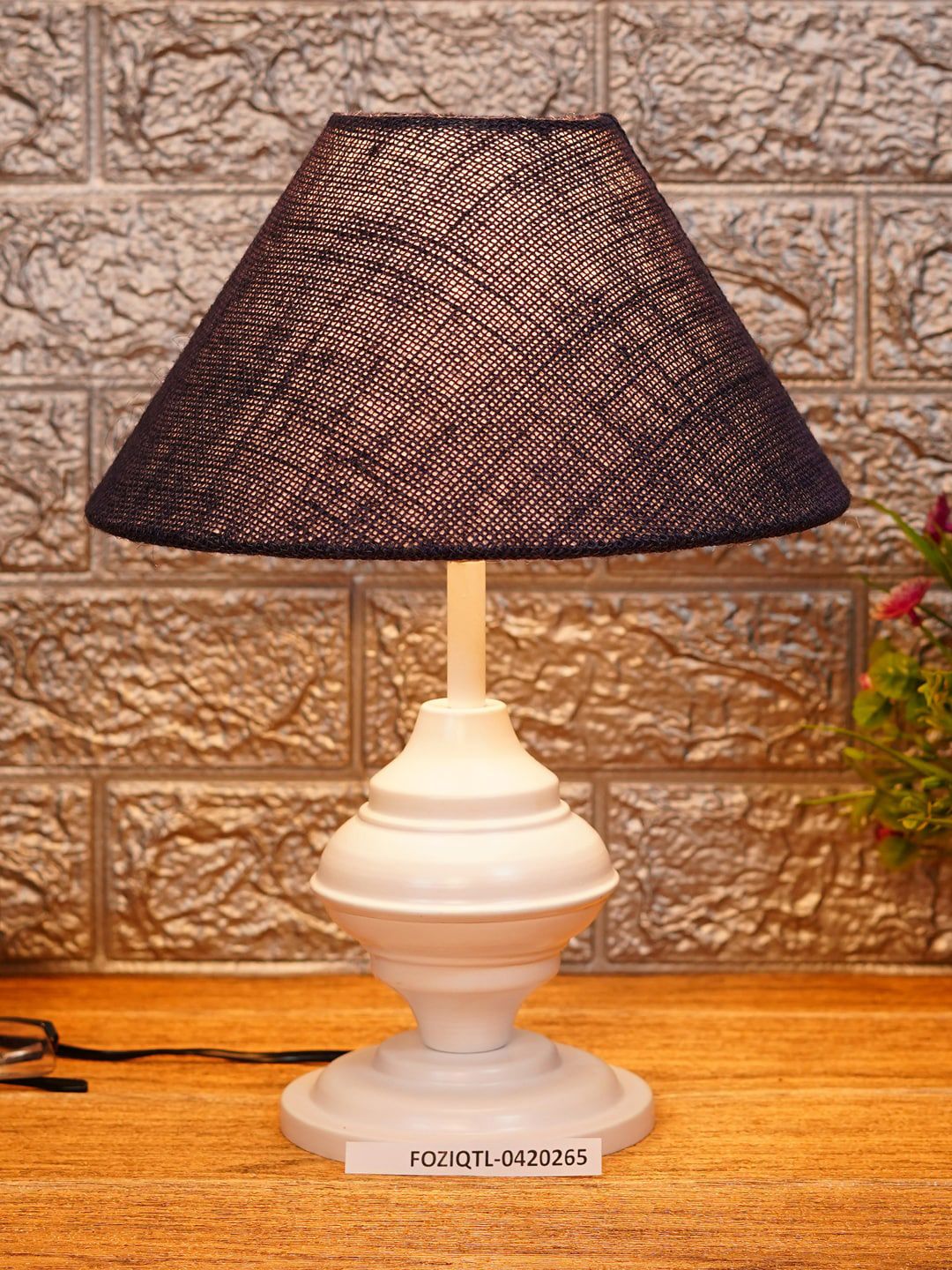 foziq White Solid Table Lamp With Fabric Shade Price in India