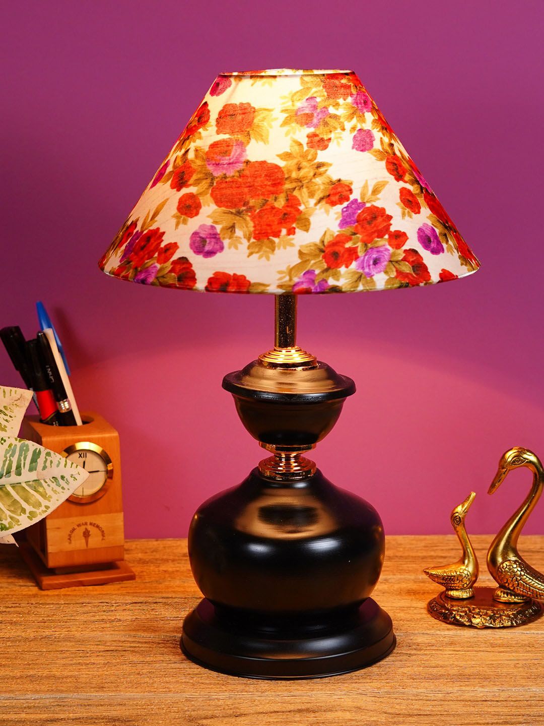 foziq Brown Solid Table Lamp Price in India