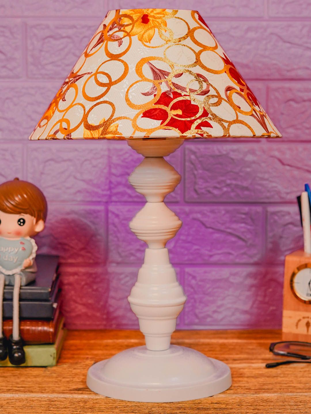 foziq White Printed Table Lamp Price in India