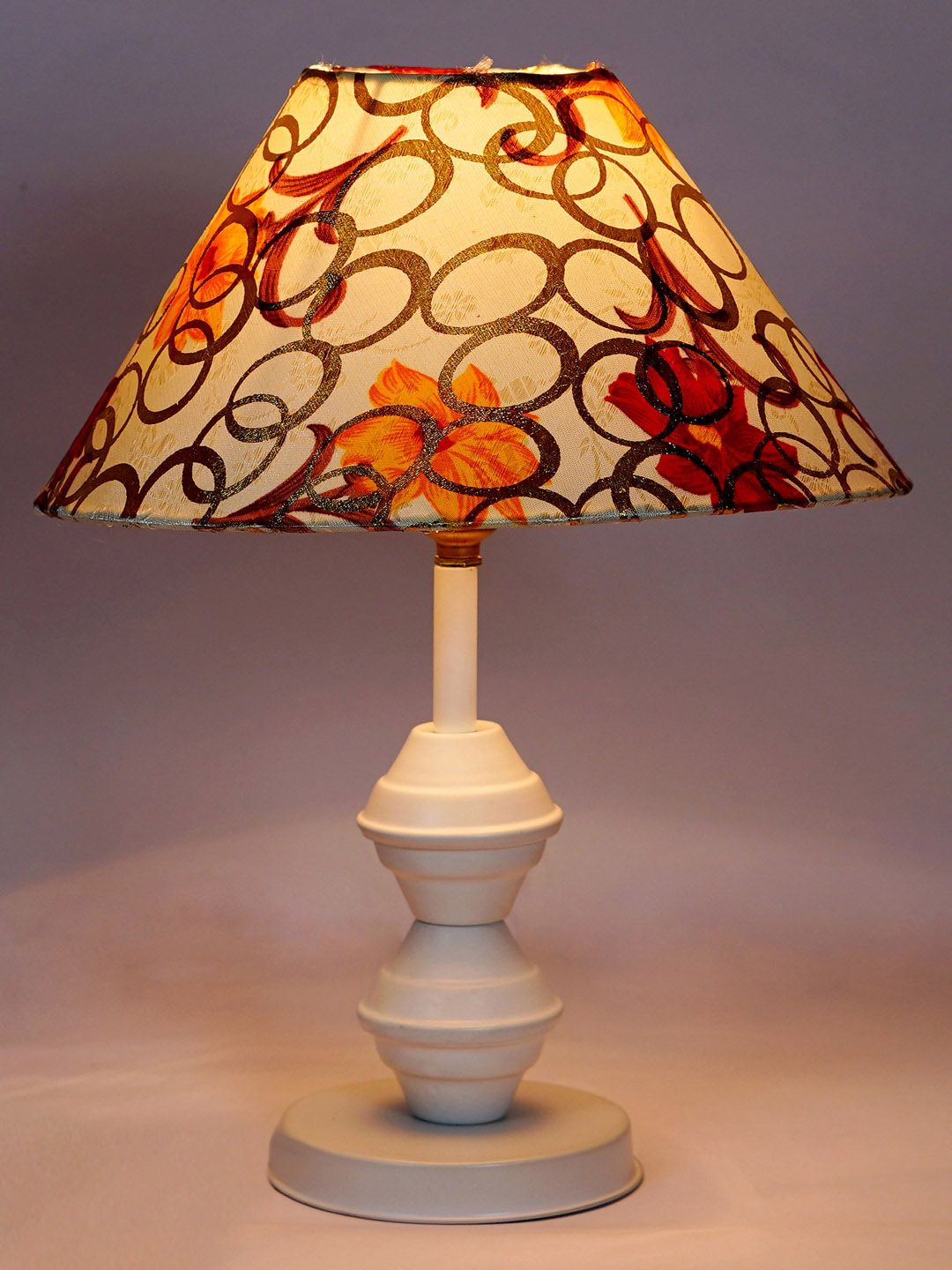 Foziq White Printed Wooden Table Lamp Price in India