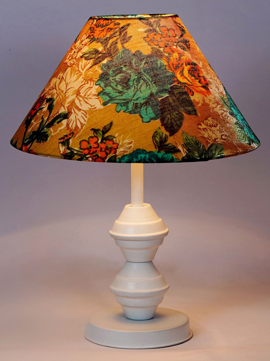 foziq White Printed Table Lamps With Metal Base Price in India