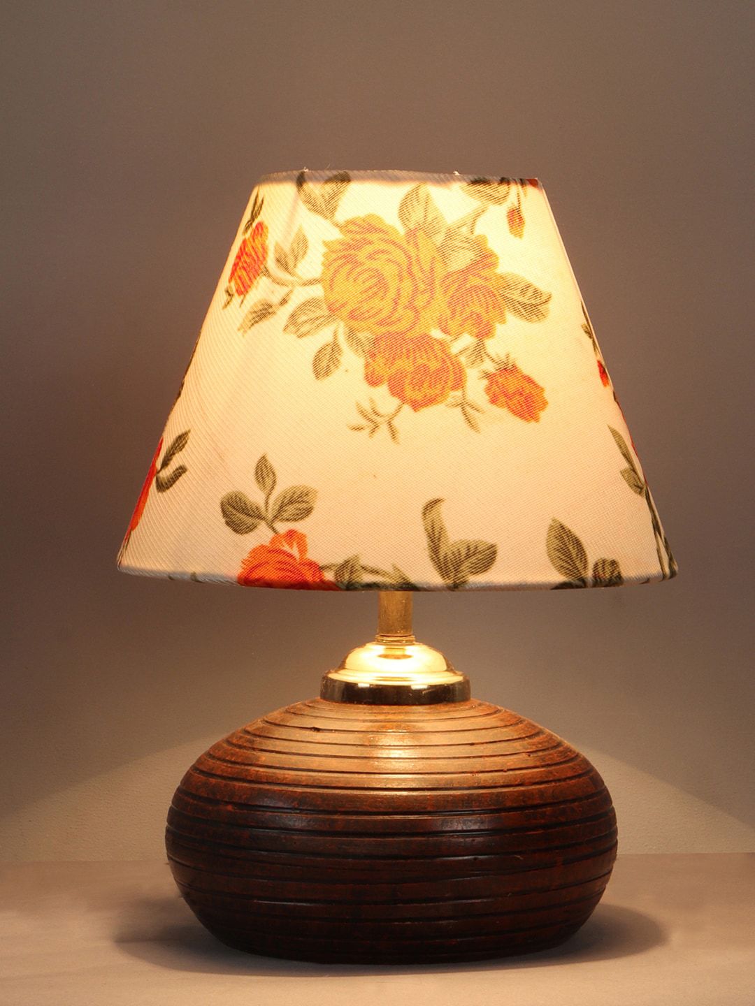 foziq Brown Printed Table Lamp Price in India