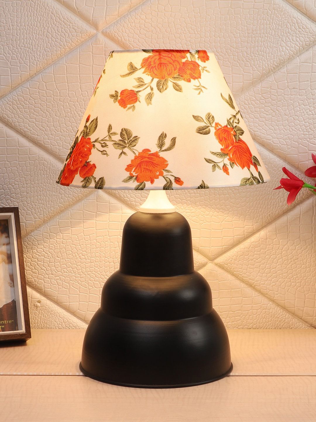 foziq Black & White Printed Table Lamps Price in India