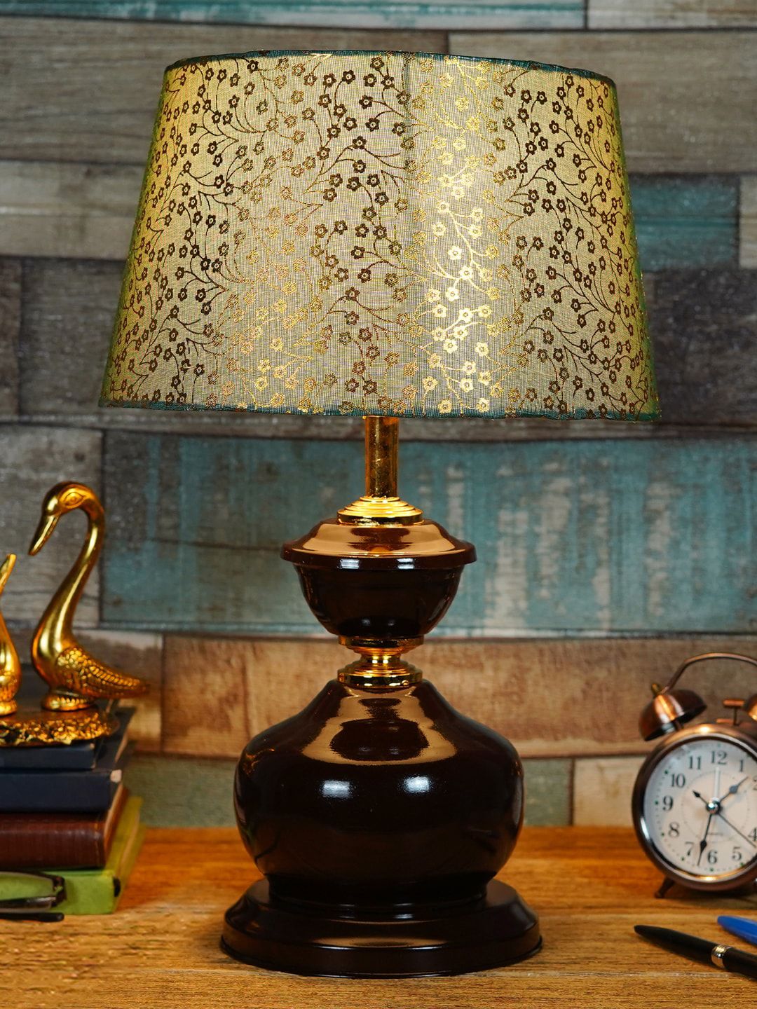 foziq Brown Printed Table Lamps Price in India