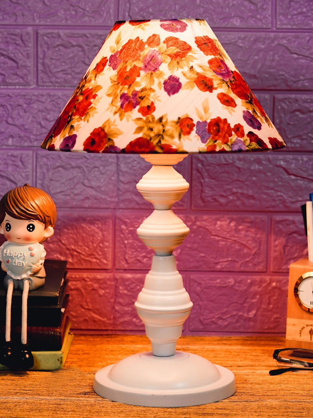 foziq White Printed Table Lamp Price in India