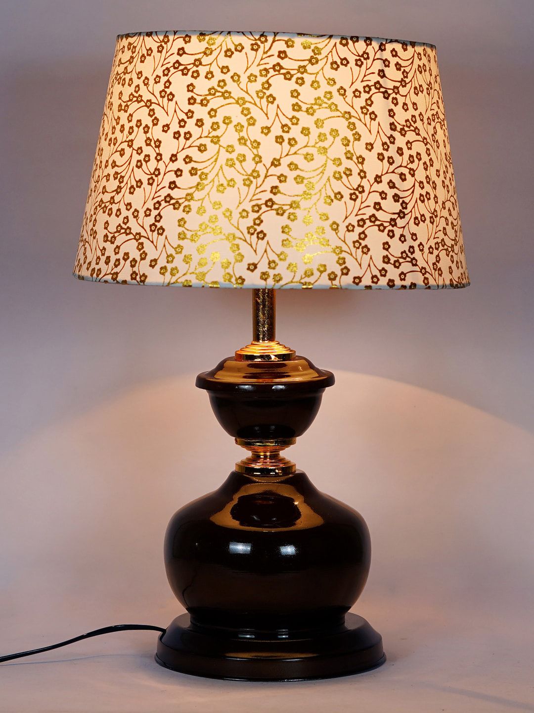 foziq Brown & Gold-Toned Metal Table Lamp Price in India