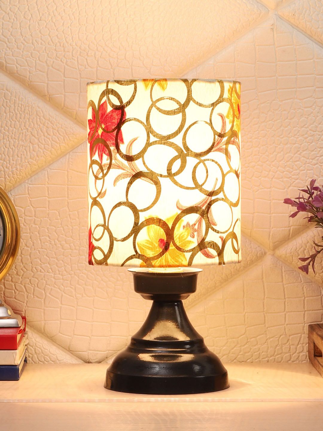 foziq Black & White Printed Table Lamp Price in India