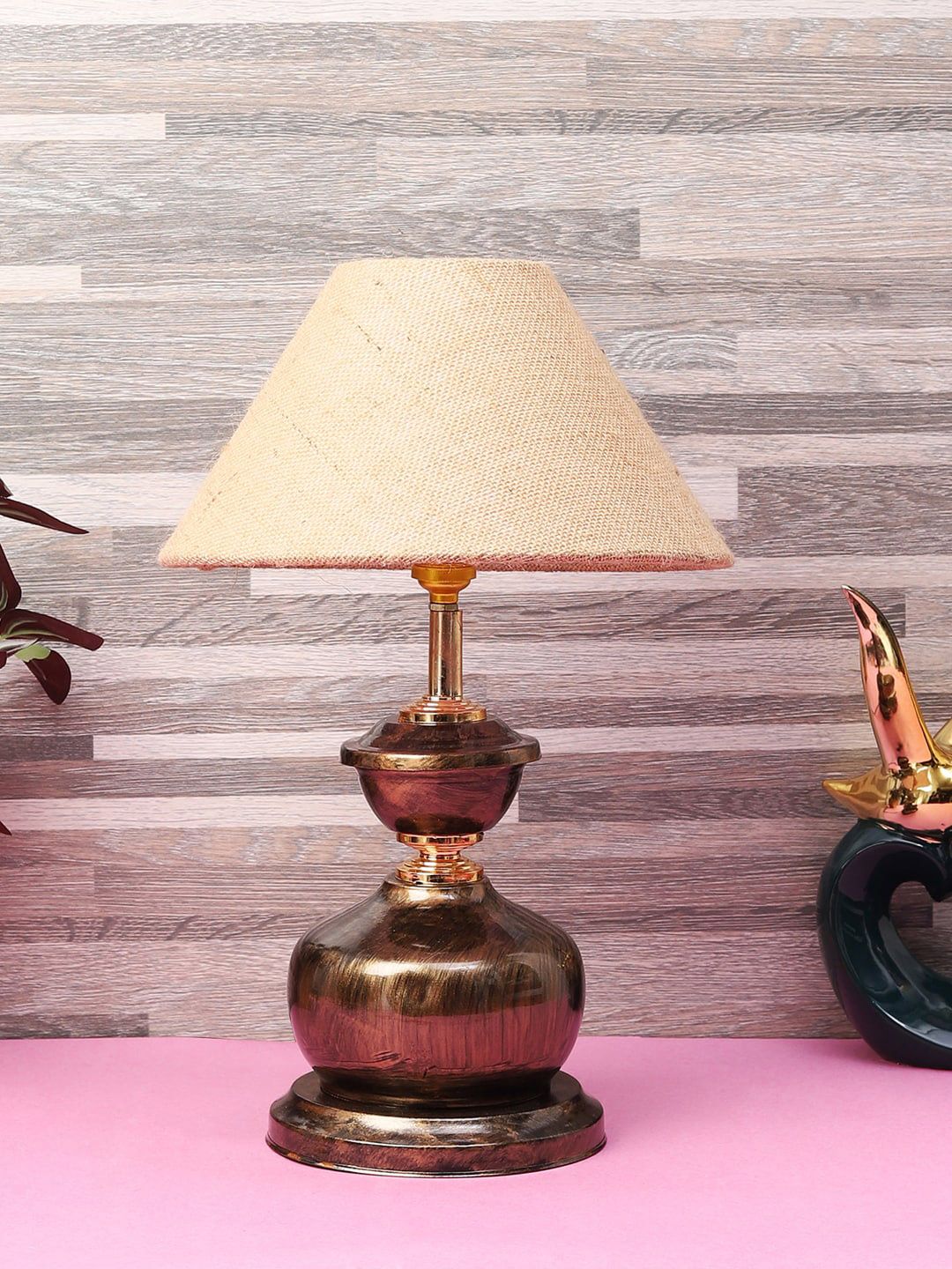 foziq Copper Printed Table Lamp Price in India