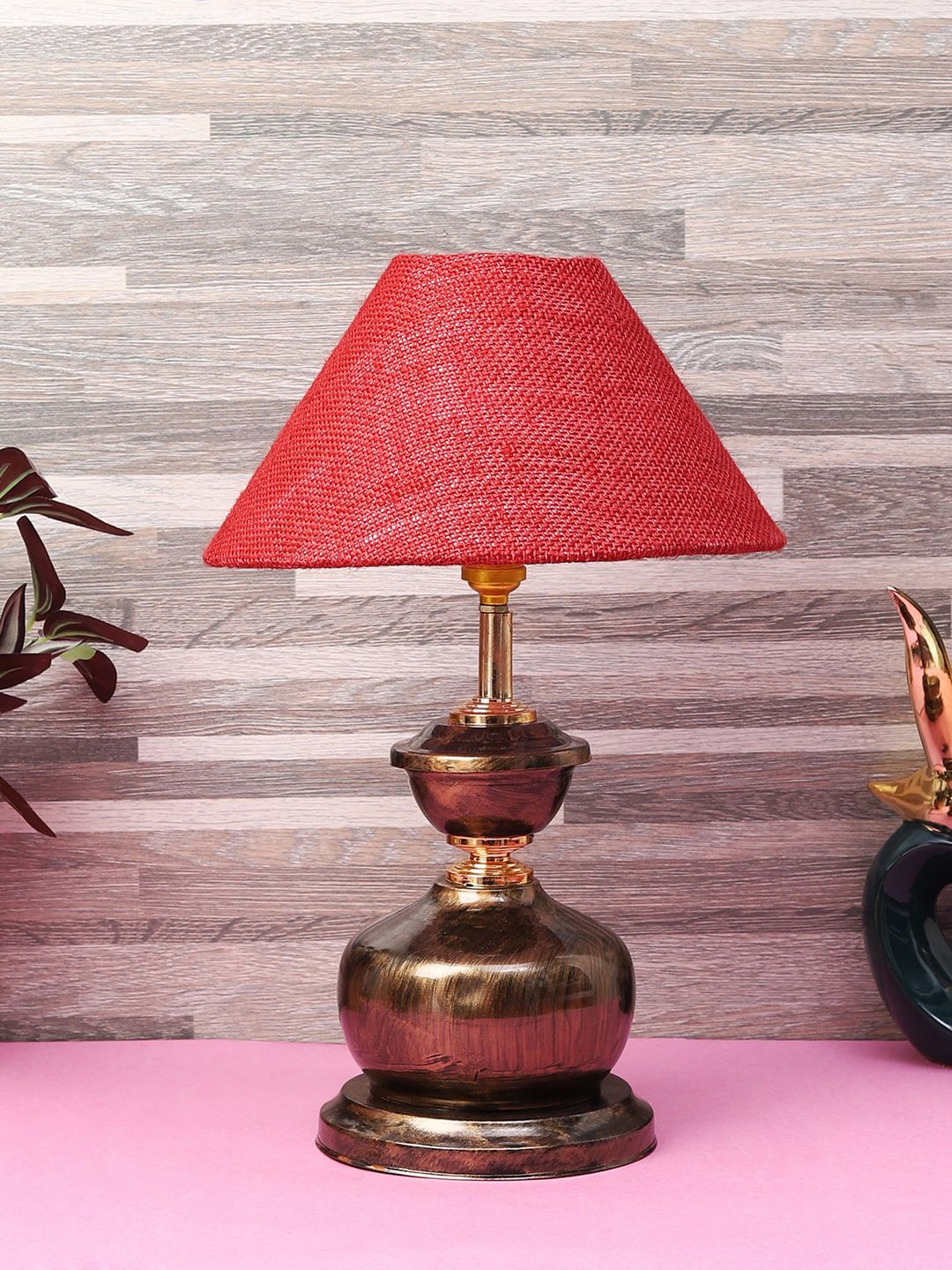 foziq Copper Solid Metal Table Lamps Price in India