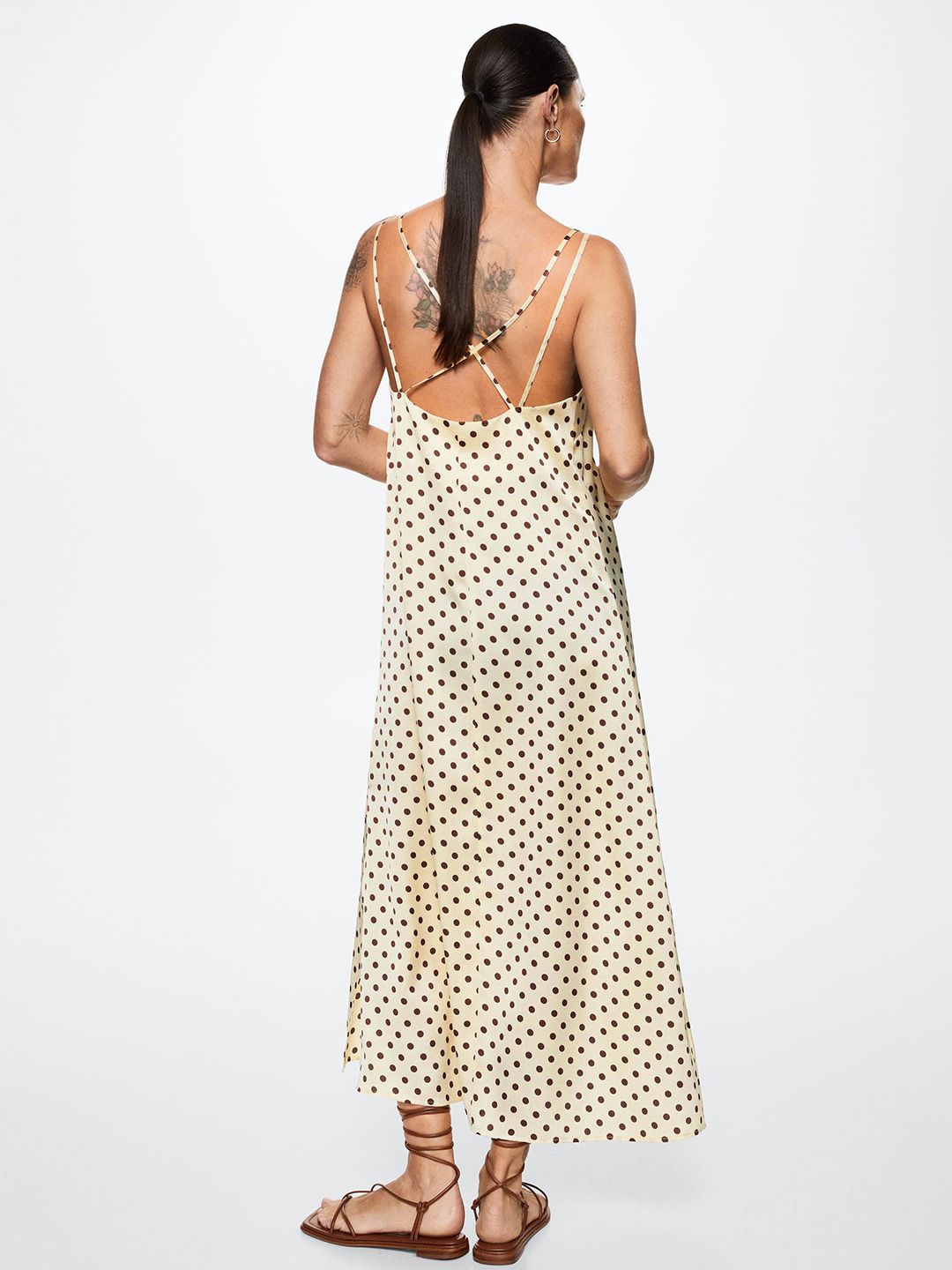 Buy MANGO Cream-Coloured & Brown Polka Dots Maxi Dress - Dresses for Women  19813234 | Myntra
