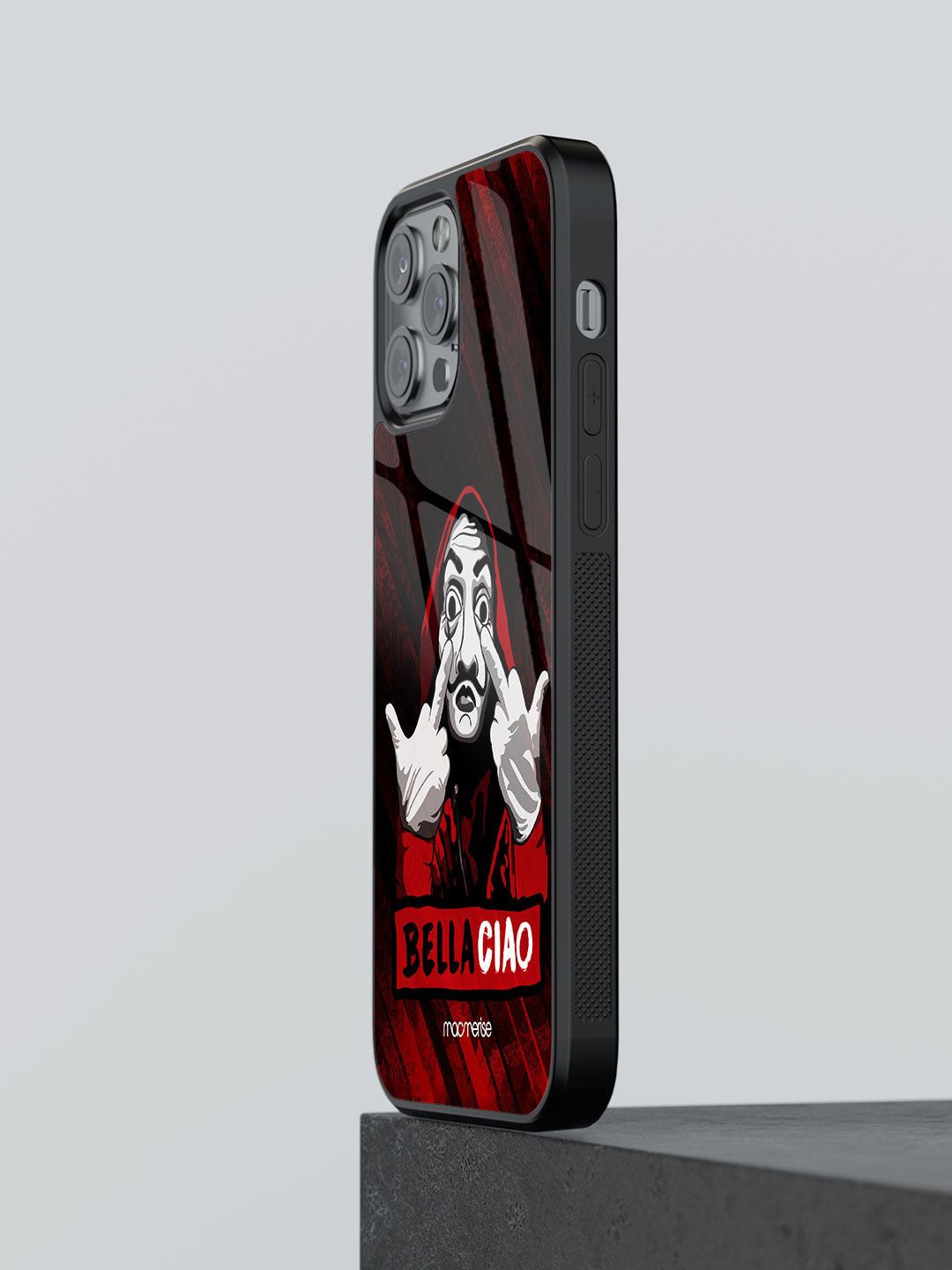 macmerise Black And Red Bella Ciao Print Iphone 13 Pro Glass Mobile Case Price in India