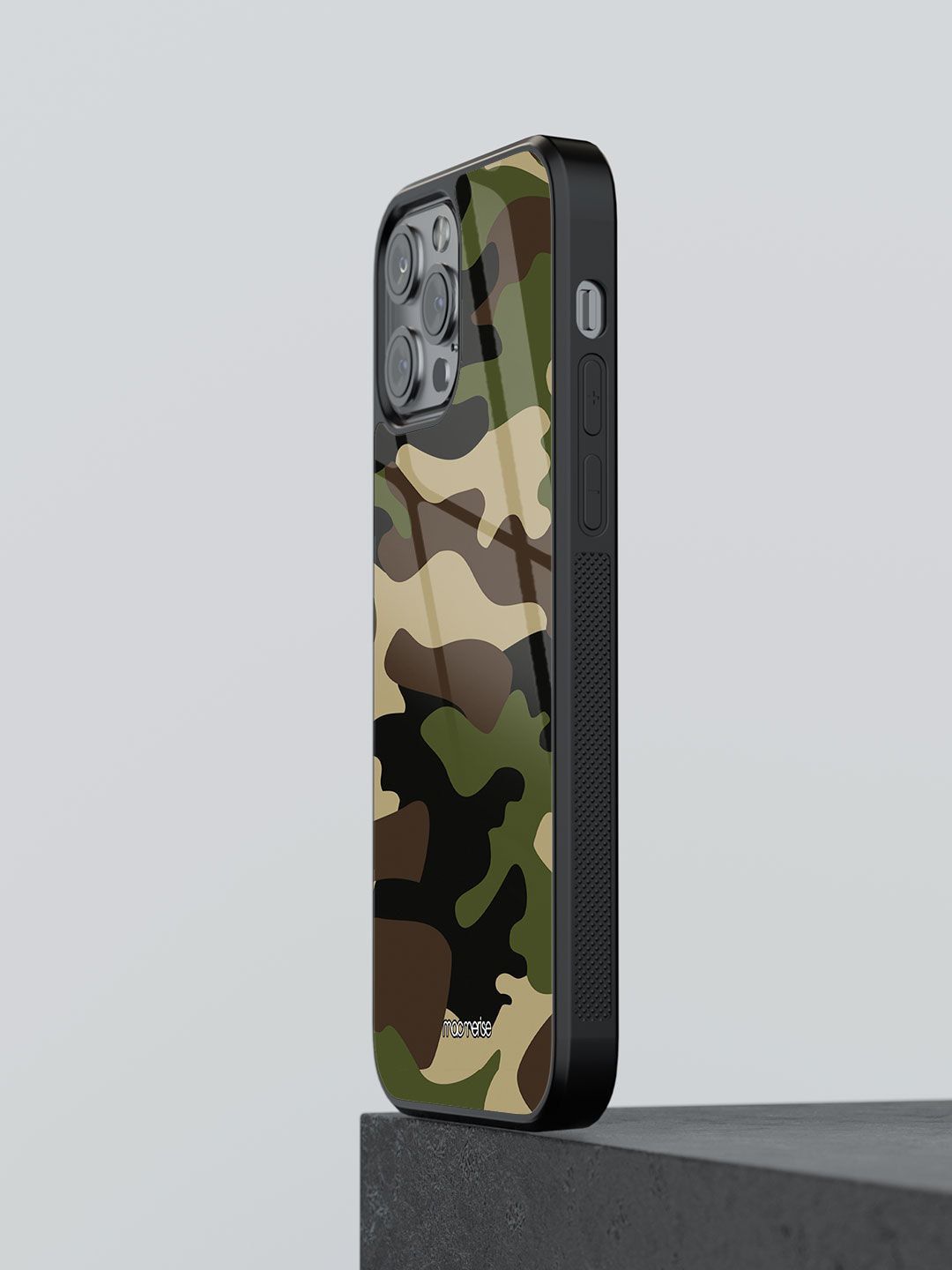 macmerise Olive Green Camouflaged Print Iphone 13 Pro Max Glass Mobile Case Price in India