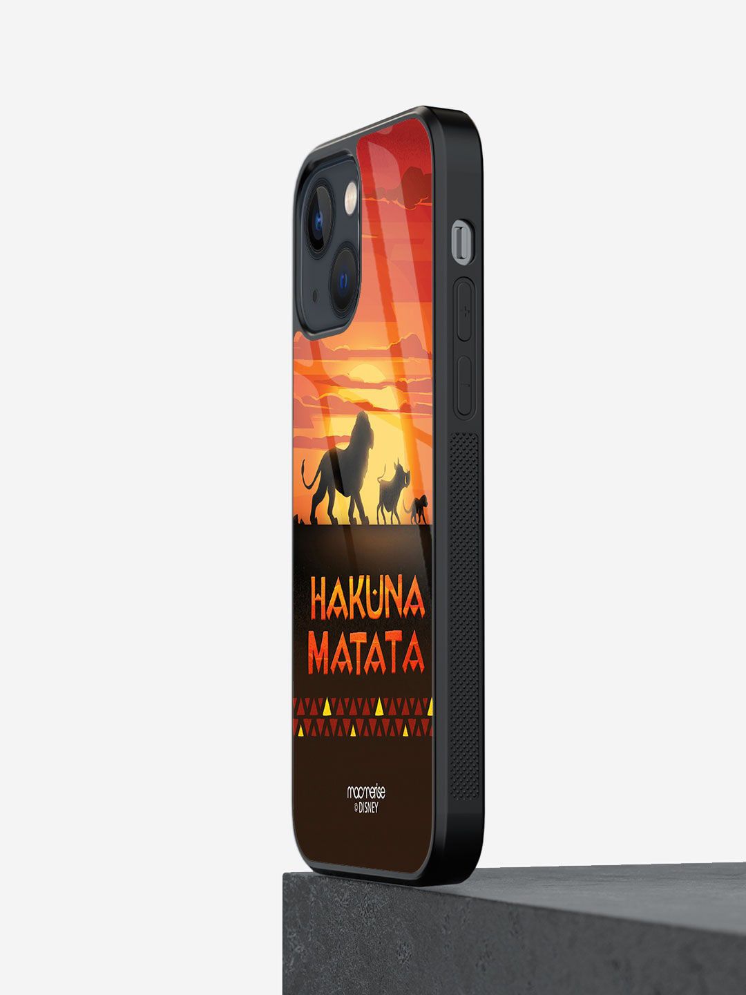 macmerise Black & Orange Colored Hakuna Matata iPhone 13 Back Case Price in India