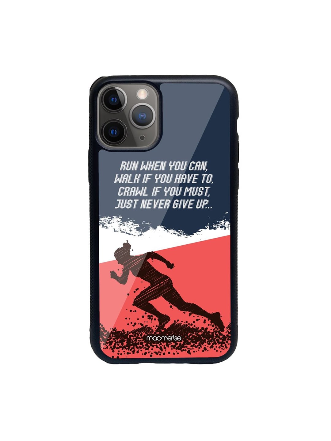 macmerise Blue Running Motivation Printed iPhone 11 Pro Glass Back Case Price in India