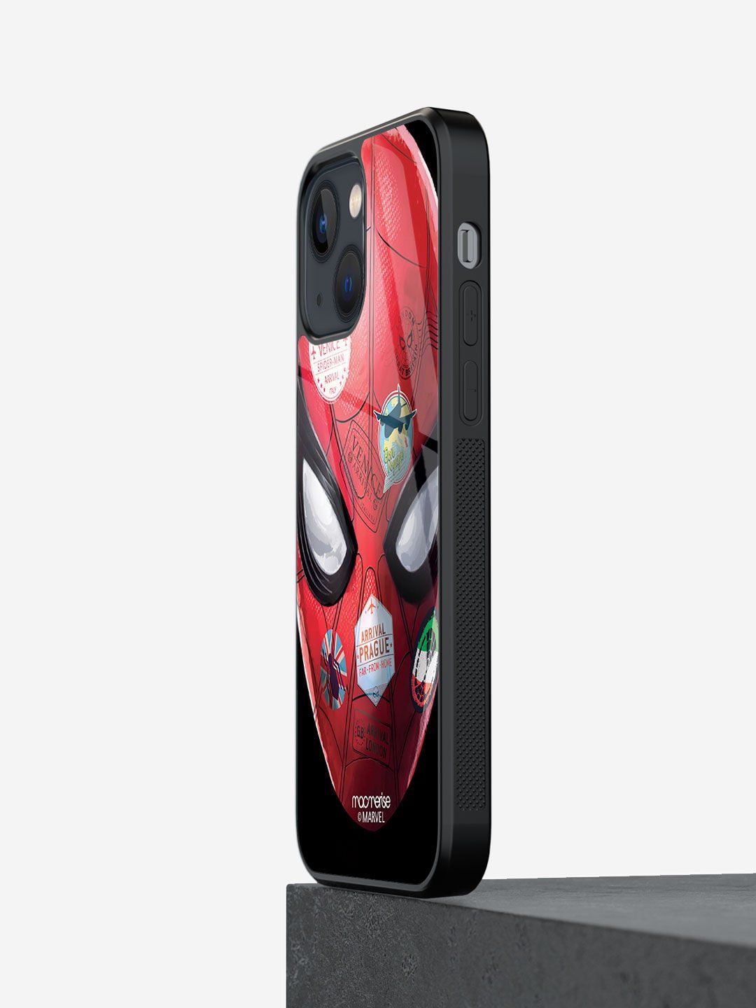 macmerise Red And Black Spiderman iPhone 13 Glass Back Case Price in India