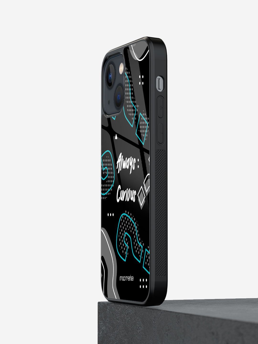 macmerise Black Typography Printed Glass Iphone 13 Mini Back Case Price in India