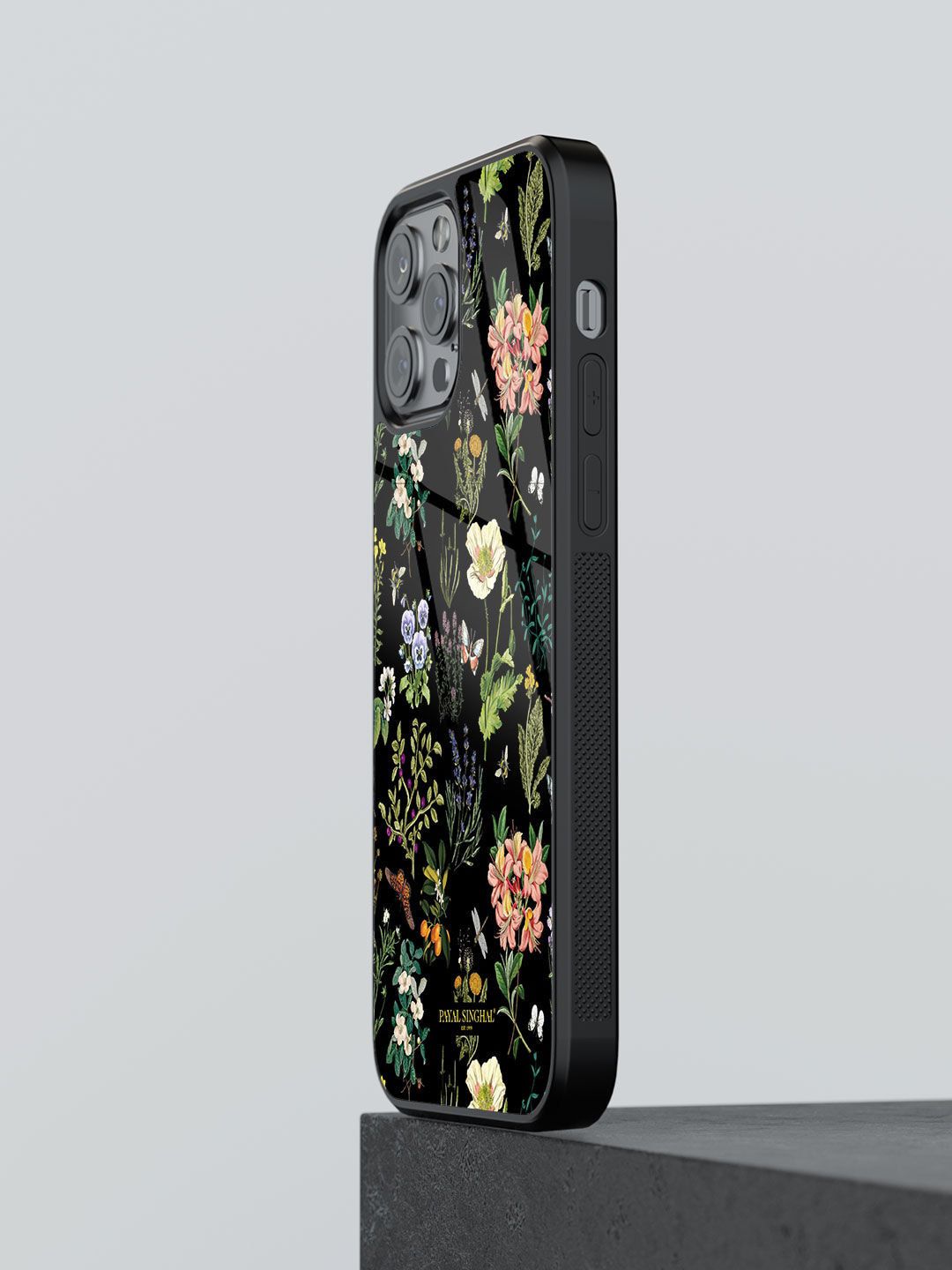 macmerise Black Floral Printed Glass iPhone 13 Pro Max Back Case Price in India