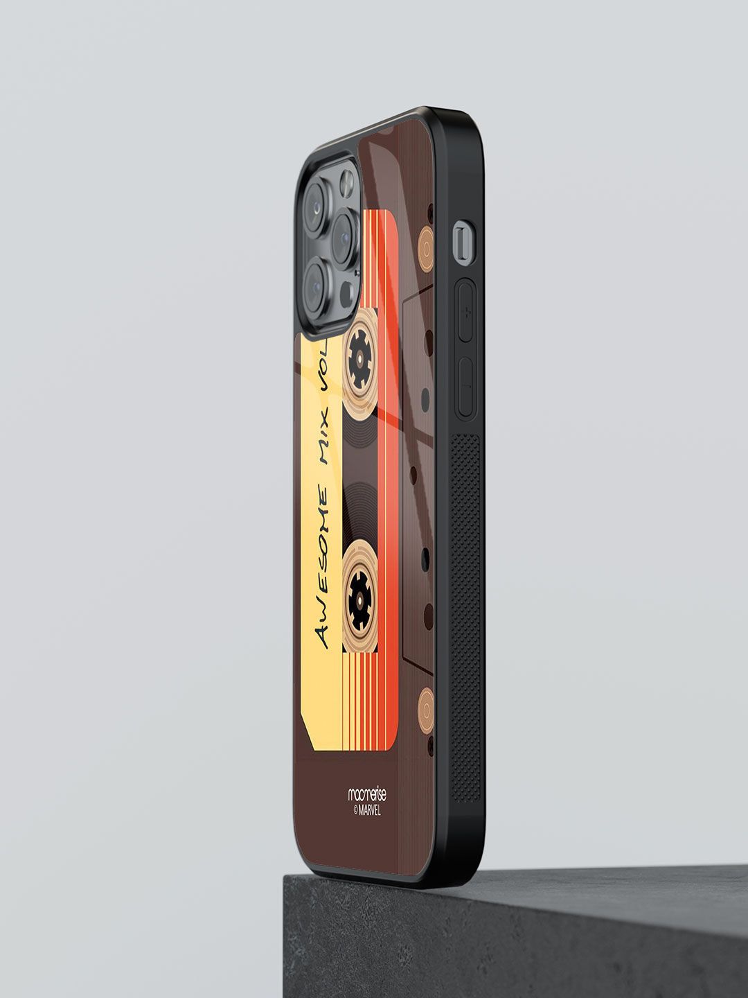 macmerise Black & Yellow Printed Iphone 13 Pro Max Glass Mobile Case Price in India