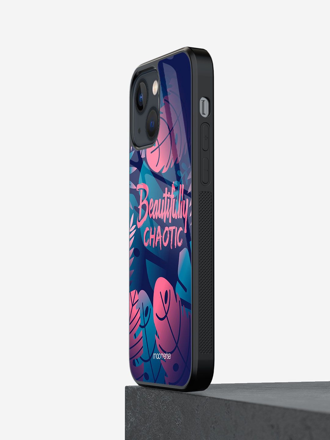 macmerise Pink & Blue Printed Beautifully Chaotic Glass Iphone 13 Phone Case Price in India