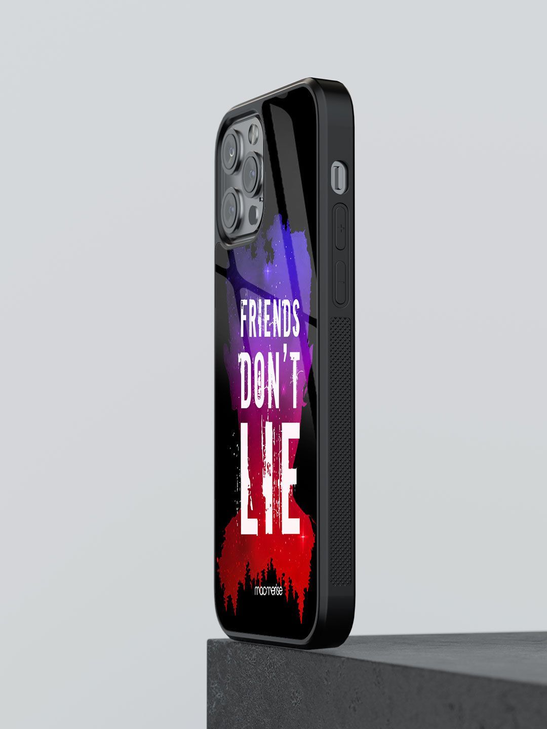 macmerise Black & White Printed Friends Dont Lie Glass iPhone 12 Pro Max Back Case Price in India