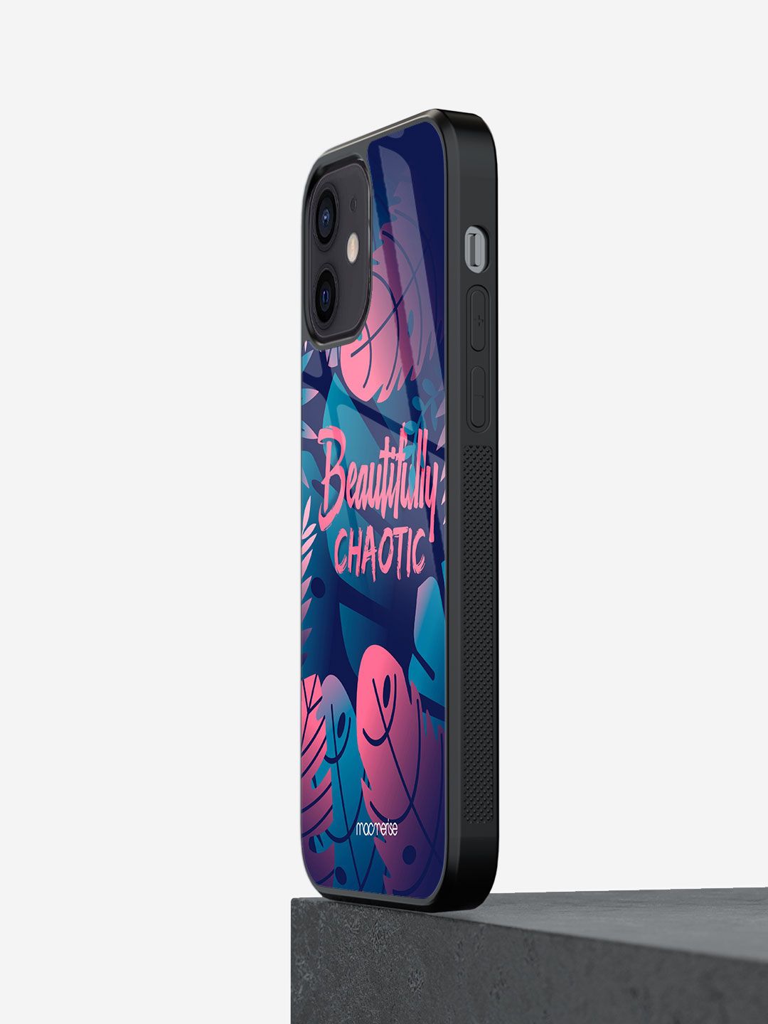 macmerise Blue & Pink Printed Beautifully Chaotic iPhone 12 Mini Back Case Price in India