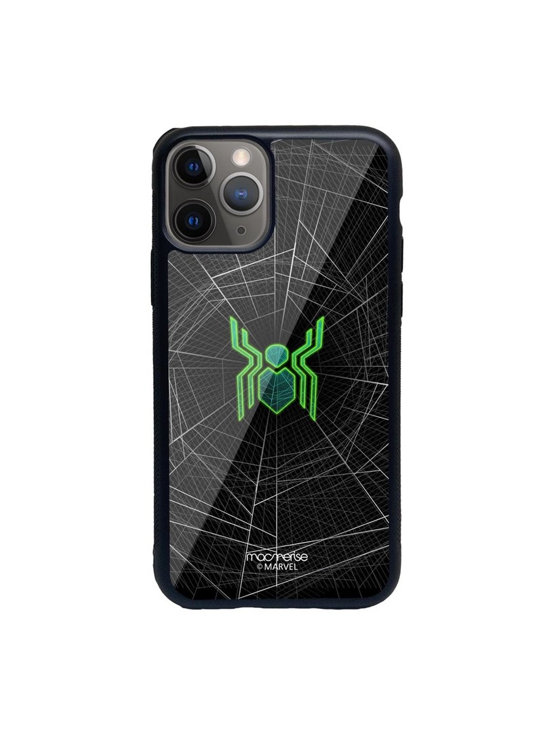 macmerise Black Printed Spiderman Logo Web iPhone 11 Pro Back Case Price in India