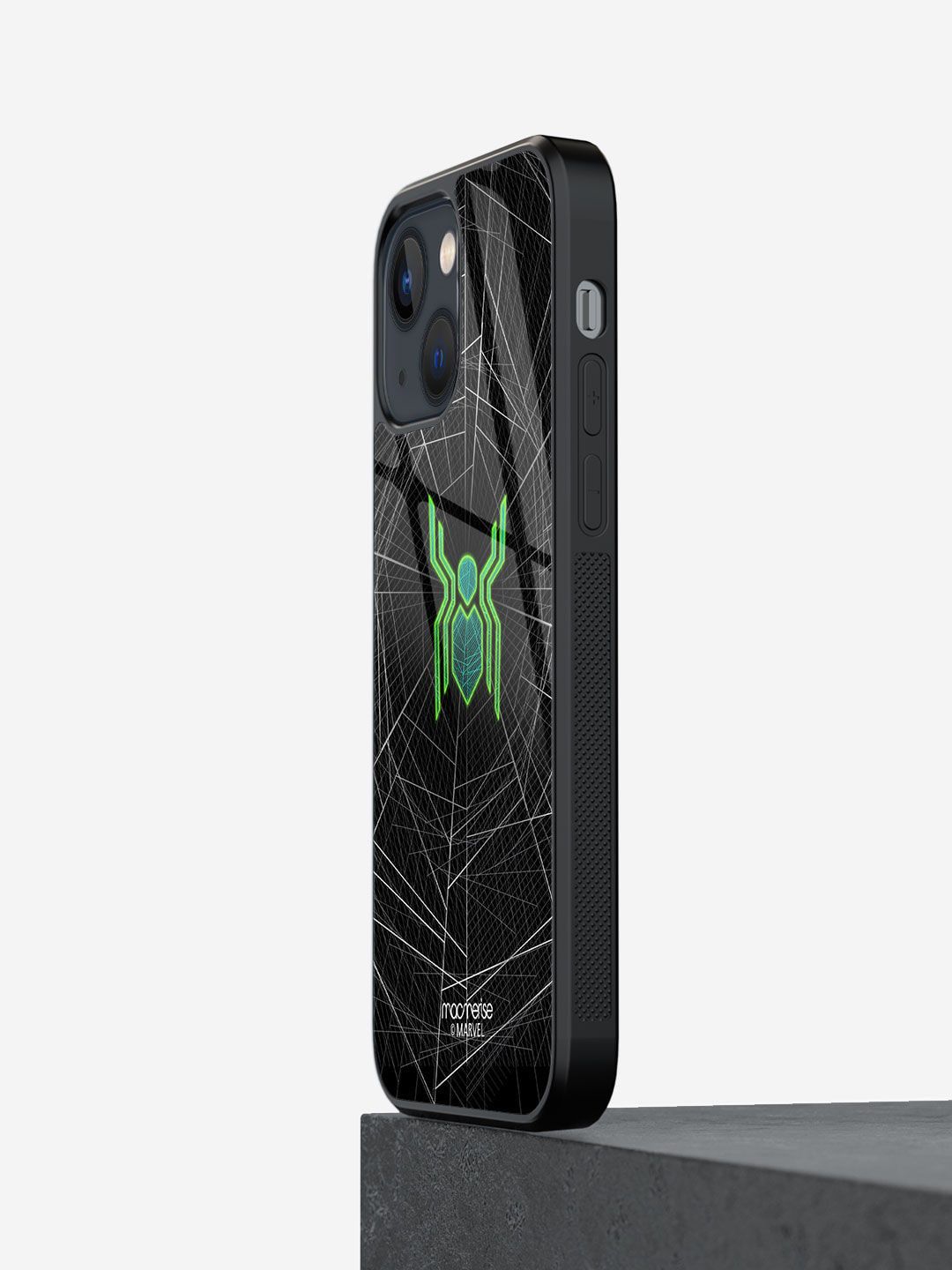 macmerise Black & Green Spiderman Logo Printed iPhone 13 Mini Phone Cases Price in India