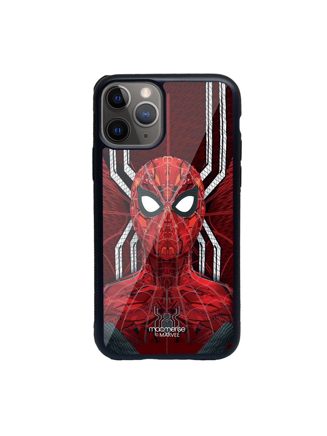 macmerise Red Spiderman Printed Iphone 11 Pro Max Glass Mobile Case Price in India