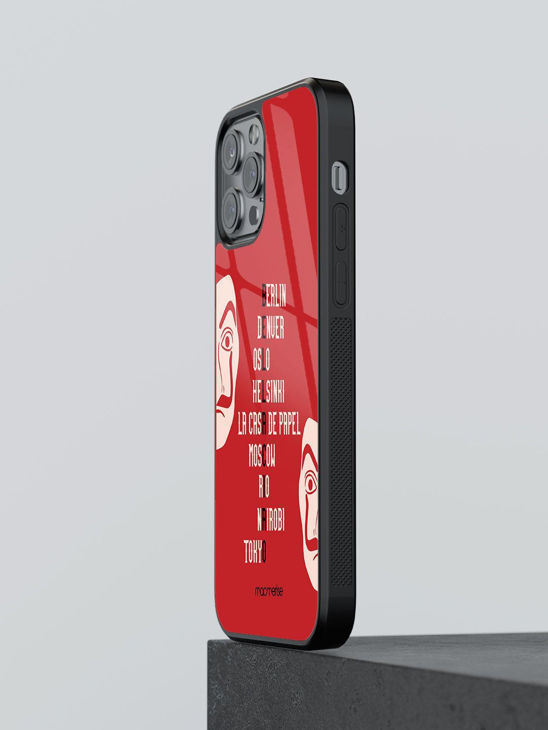 macmerise Red The Heist Squad Printed iPhone 13 Pro Max Glass Back Case Price in India
