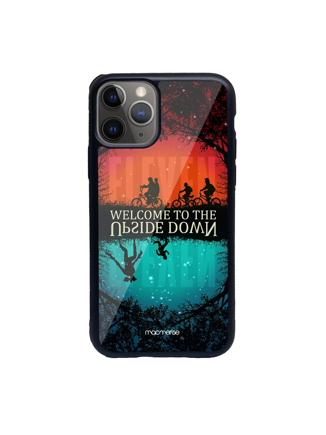 macmerise Black & Orange Printed Glass iPhone 11 Pro Max Back Case Price in India