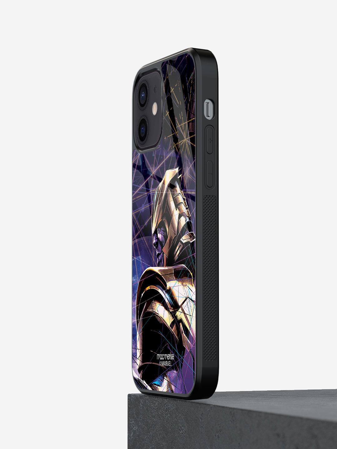 macmerise Purple Printed Thanos on Edge Glass Iphone 12 Mini Phone Case Price in India