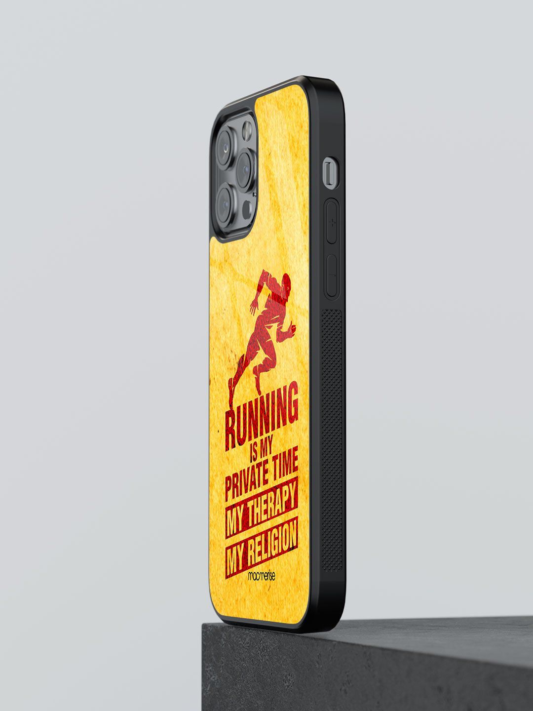 Macmerise Yellow Printed Religion Of Running iPhone 12 Pro Max Back Case Price in India