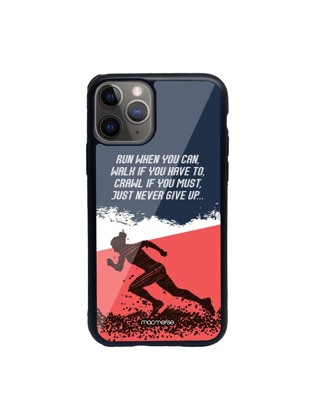 Macmerise Blue Running Motivation Printed iPhone 11 Pro Max Glass Back Case Price in India
