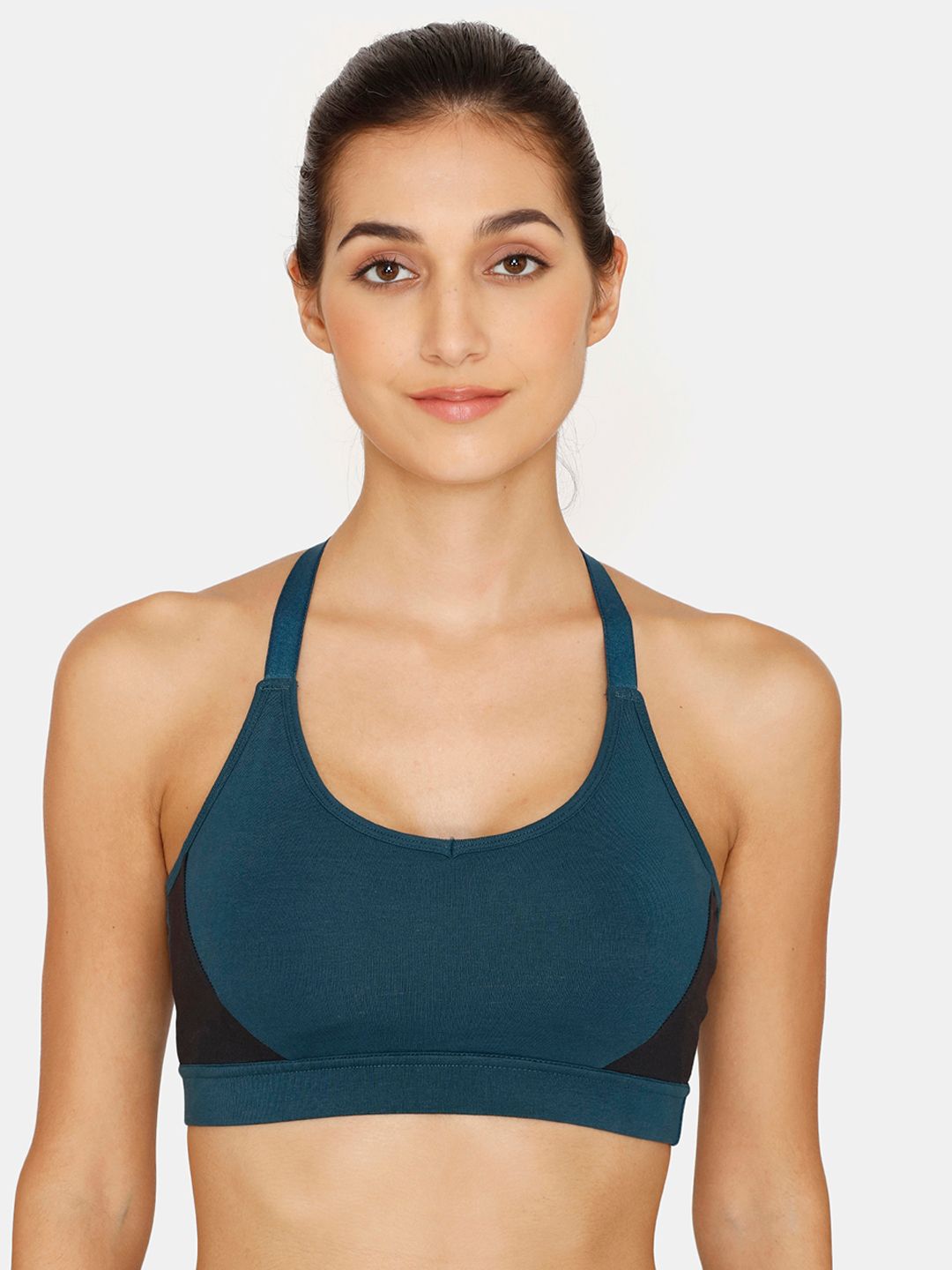 Zelocity by Zivame Teal Blue & Black Colourblocked Bra Price in India