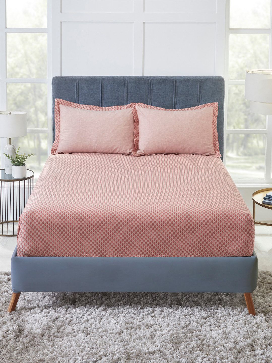 Trident Unisex Peach Bedsheets Price in India