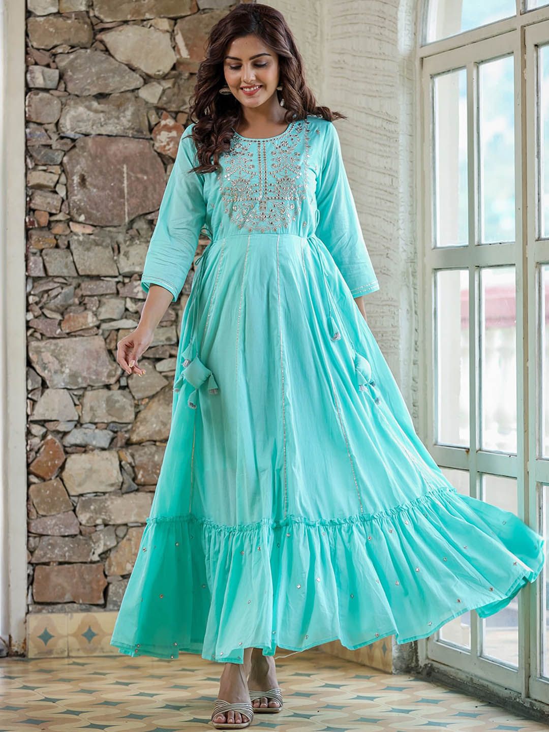 KAAJH Women Green Ethnic Dresses Price in India