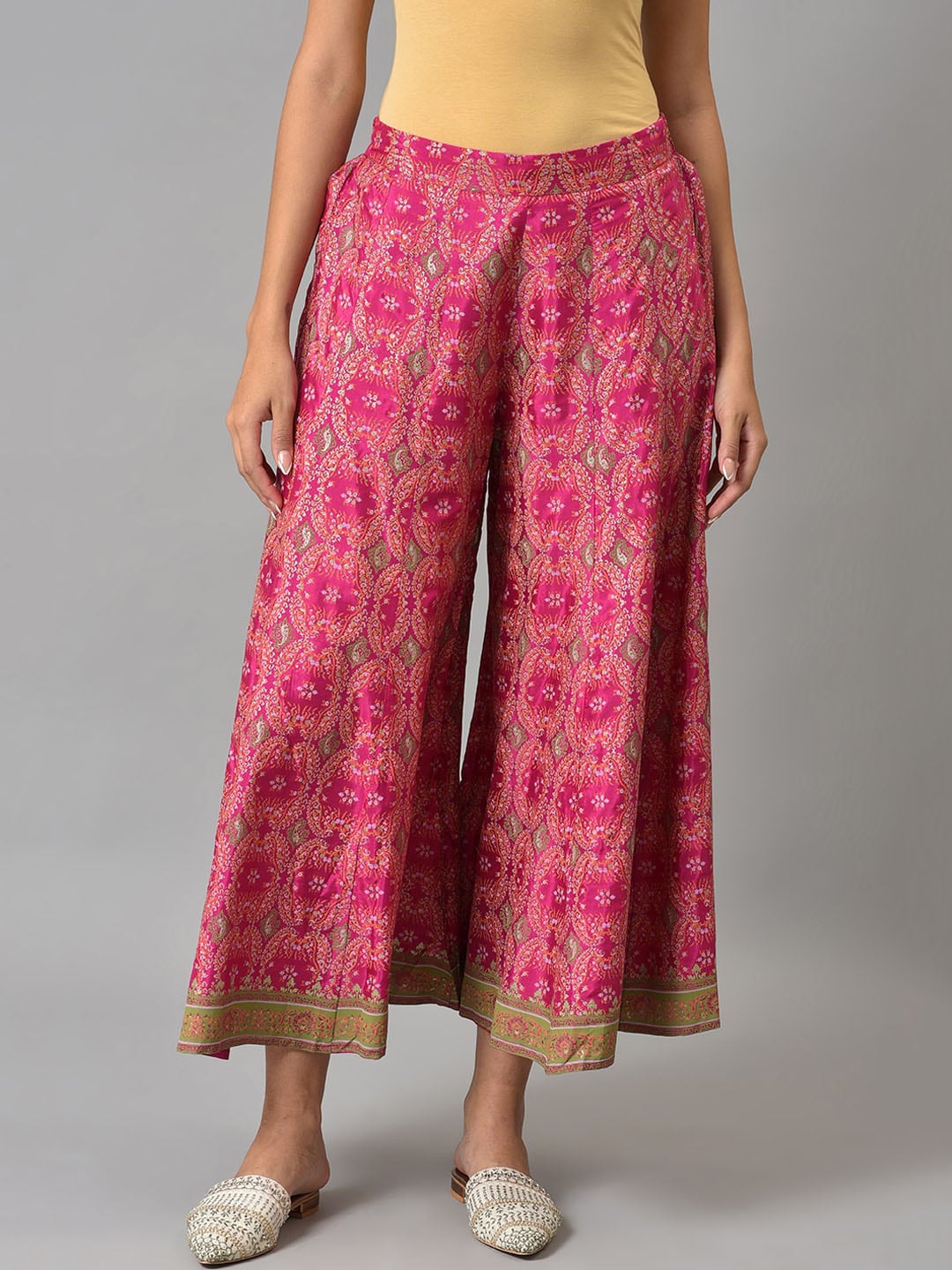 W Women Berry Pink Floral Printed Maxi Skirts Price in India