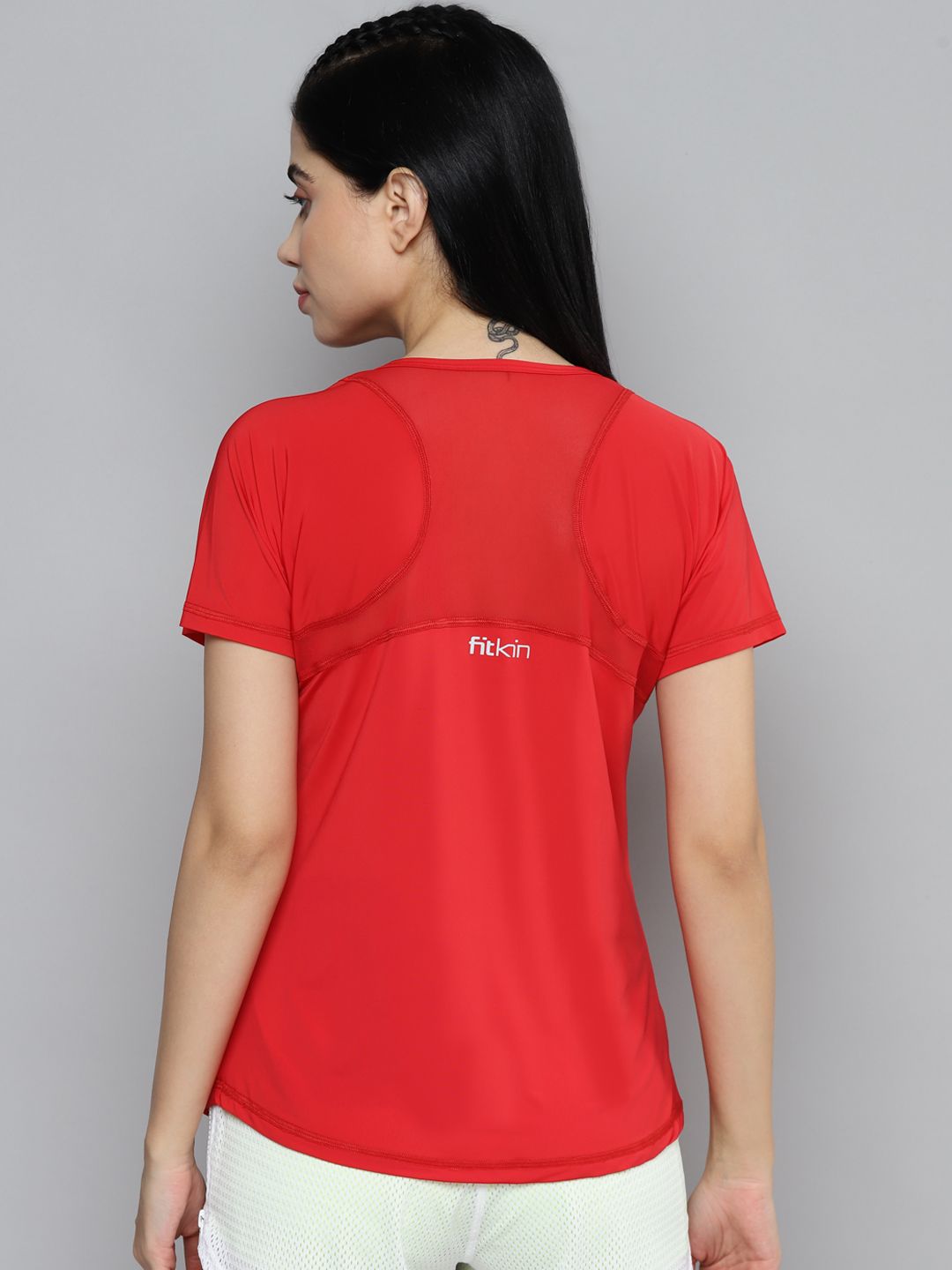 Fitkin Women Red Solid T-shirt Price in India