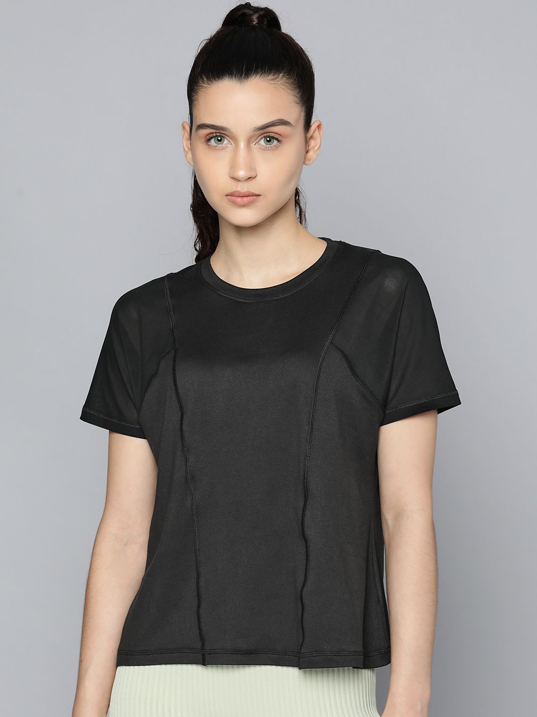 Fitkin Women Black Solid T-shirt Price in India