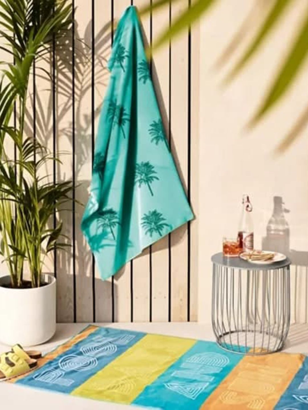 Marks & Spencer Green Printed Pure Cotton 500 GSM Bath Towels Price in India