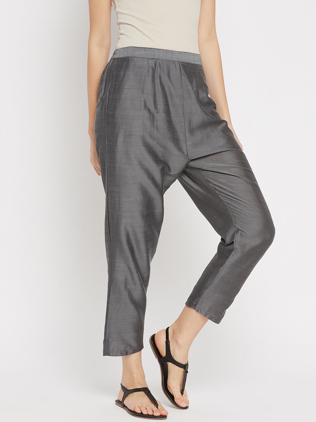 Clora Creation Women Grey Smart Easy Wash Trousers Price in India