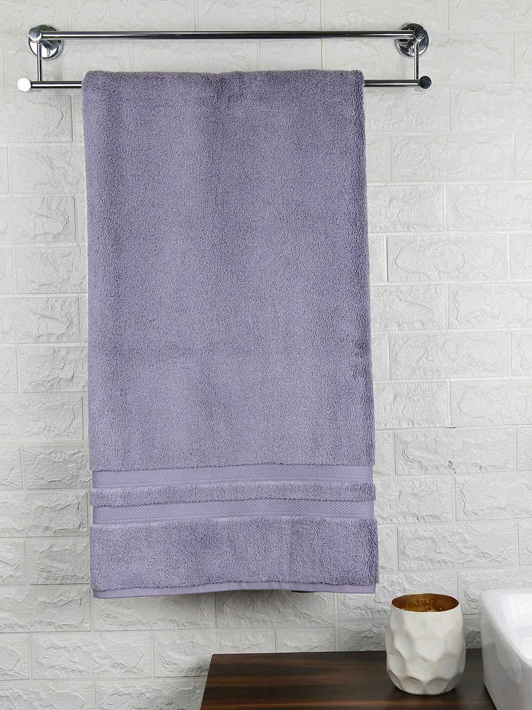 Trident Grey Solid Pure Cotton 650 GSM  Bath Towel Price in India