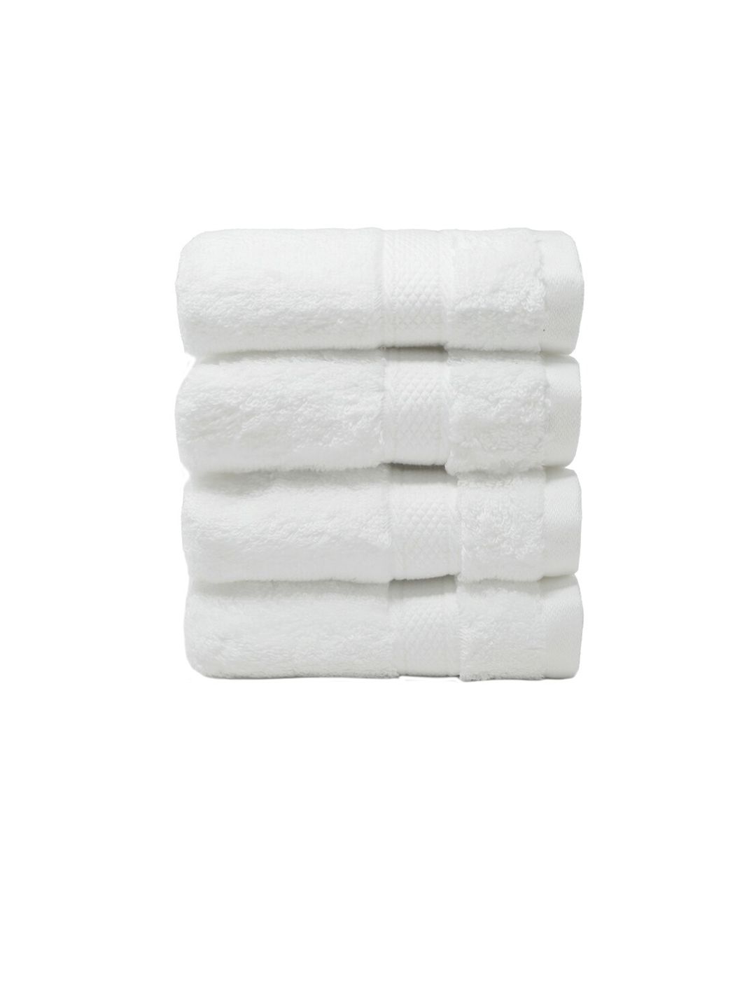 Trident Set Of 4 White Solid 575 GSM Cotton Face Towels Price in India